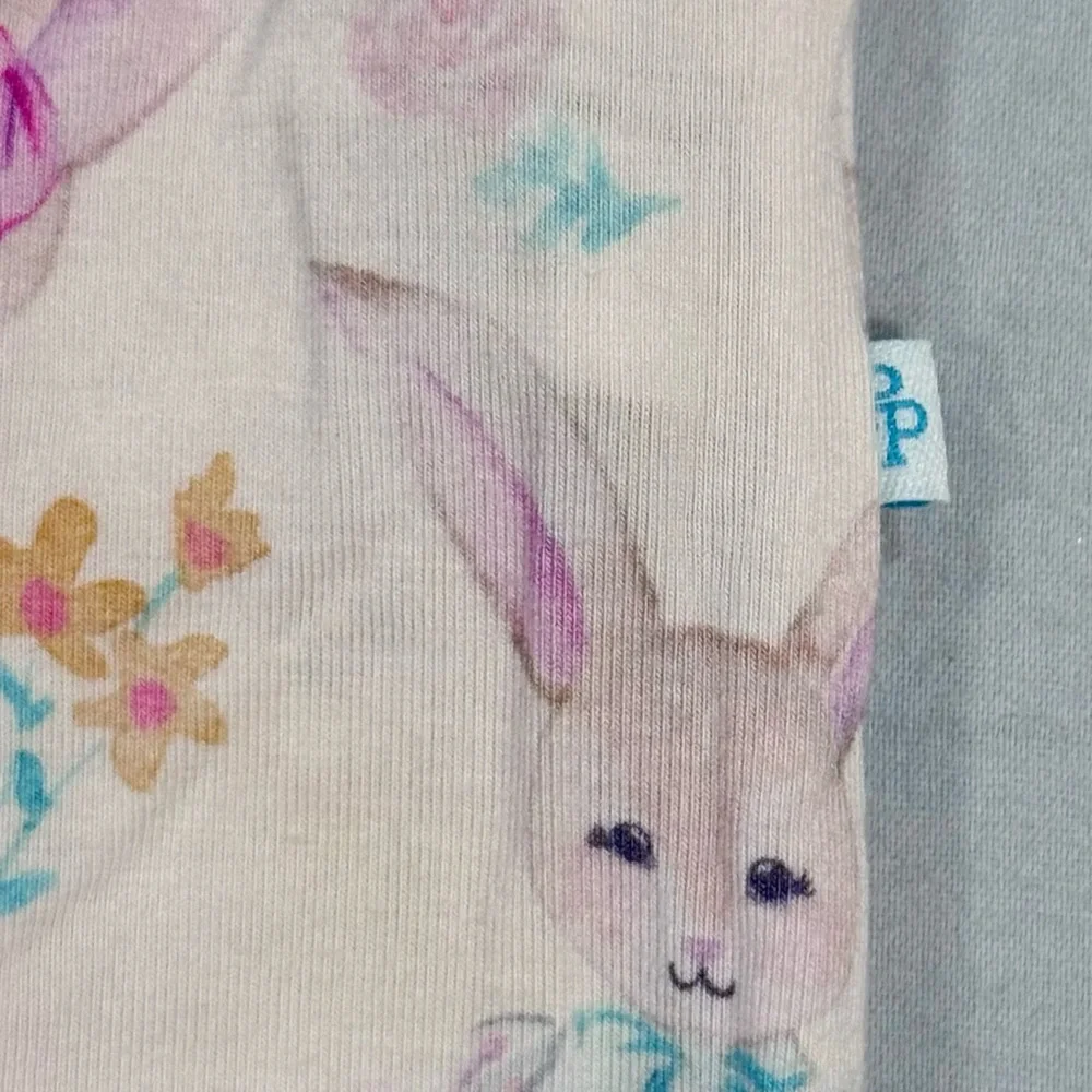 Posh Peanut Clementine Convertible One Piece Girls 6-9M Bunnies Sleeper Bamboo